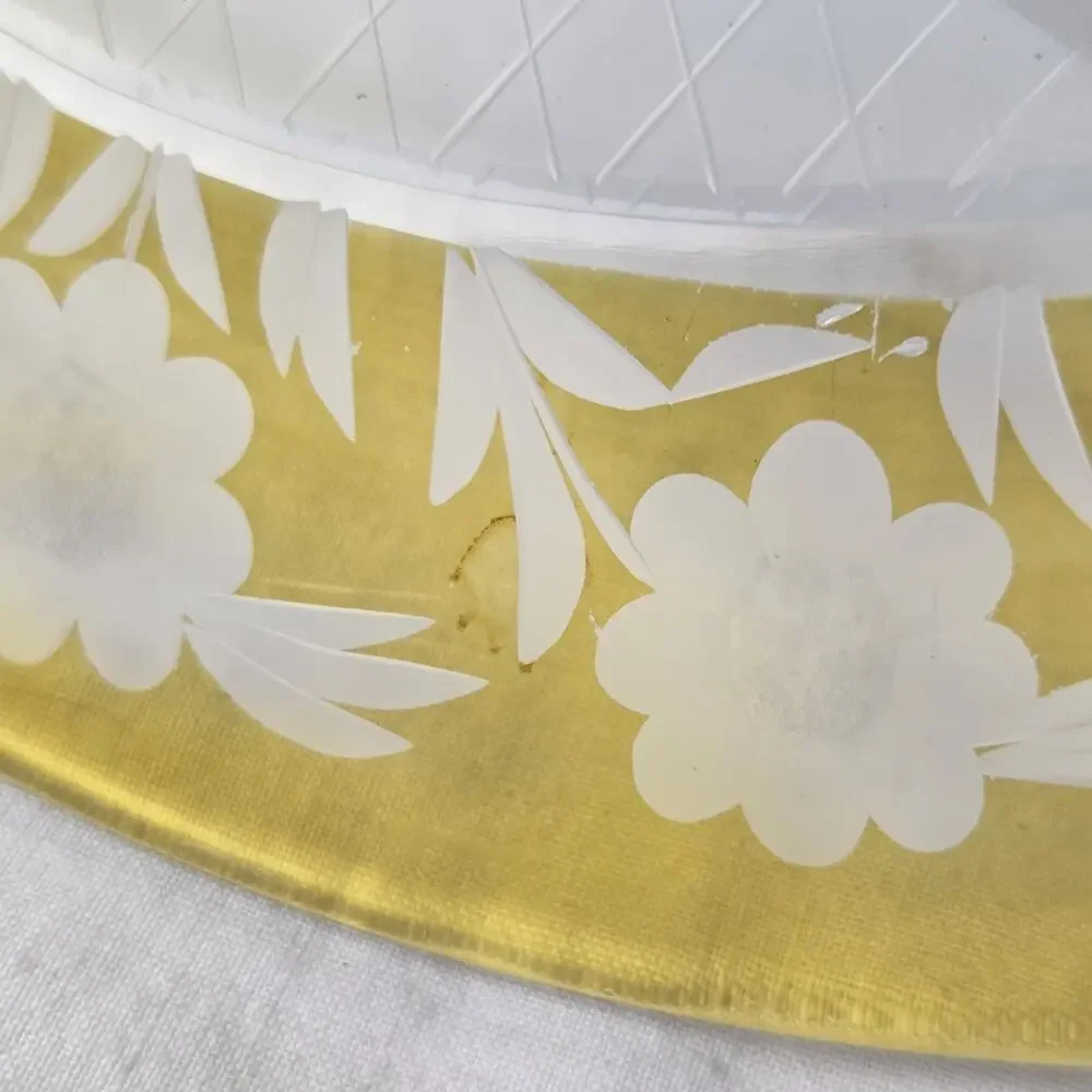 Vintage Westmoreland Crystal Blue Yellow Floral Cut Glass Sandwich Tray Dessert