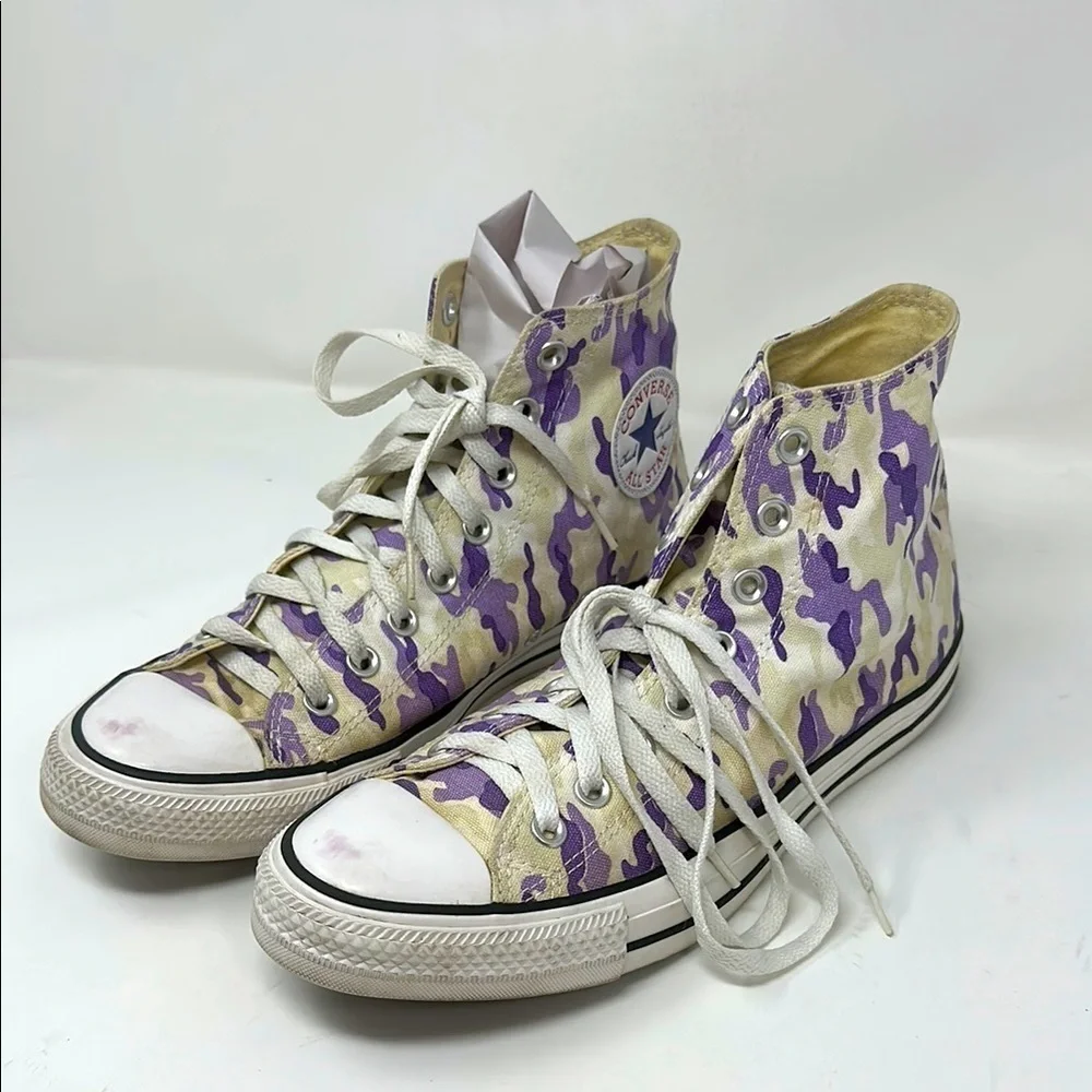 Converse Purple Camo Size 9 Men’s. 11 women’s