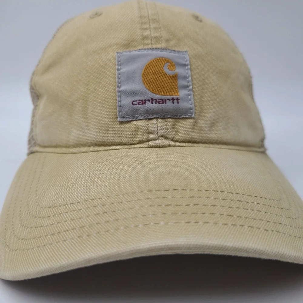 Carhartt‎ Hat Snapback Trucker Mesh Gold Beige Workwear Outdoors Hunt Fish Men