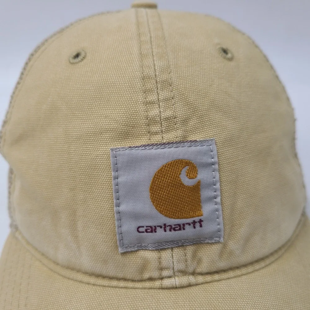 Carhartt‎ Hat Snapback Trucker Mesh Gold Beige Workwear Outdoors Hunt Fish Men