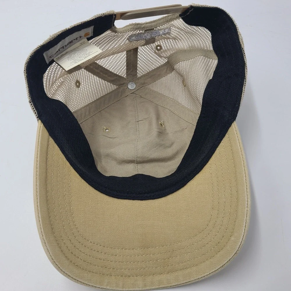 Carhartt‎ Hat Snapback Trucker Mesh Gold Beige Workwear Outdoors Hunt Fish Men