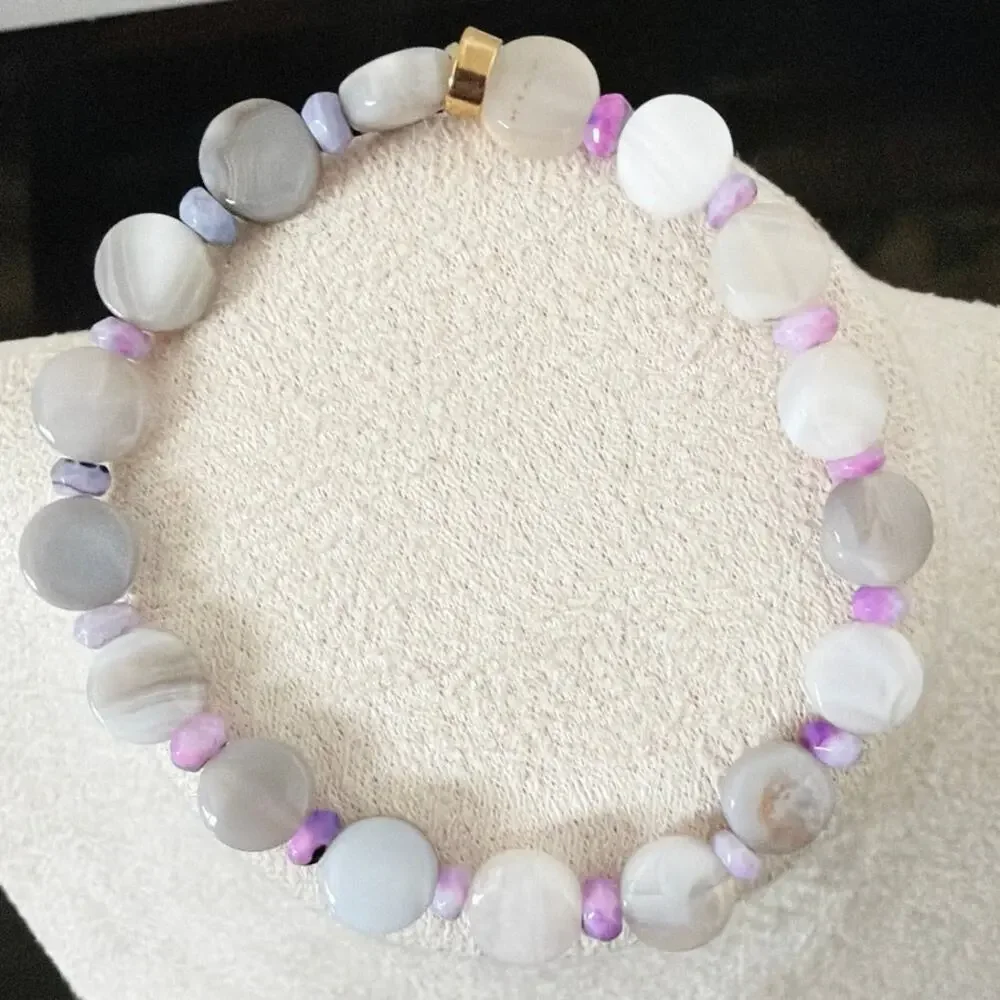 Second Bloom Studio Artisan Striped Agate Stretch Bracelet 7