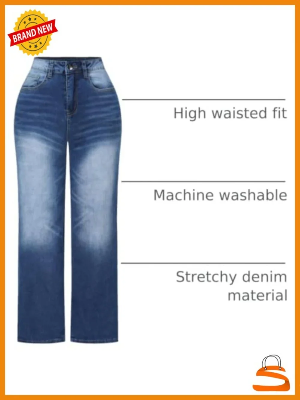 High Waisted Wide Leg Jeans Stretchy Distressed Denim Pants