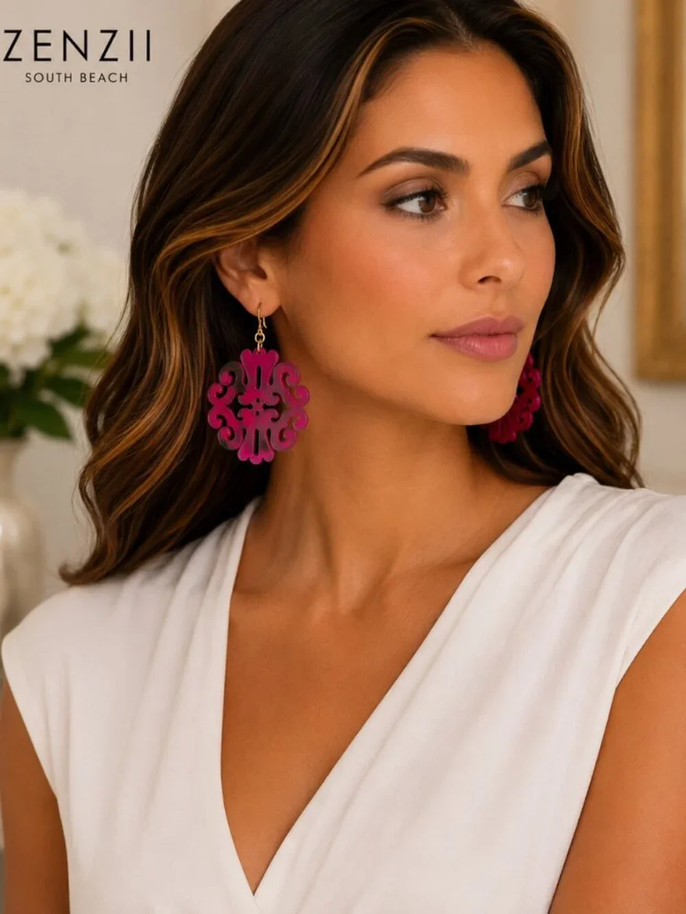 E917 Your Choice of Pink, Cobalt Blue or Light blue Large Earrings by ZENZII