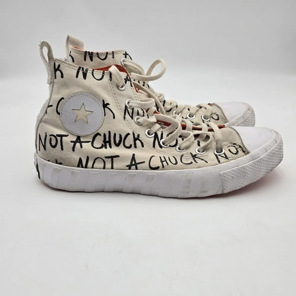 Converse Not A Chuck Shoes‎ Mens Size 8.5 Beige Canvas High Top Sneaker 166503C