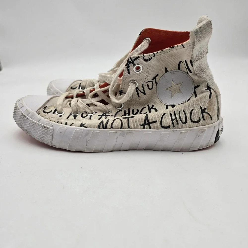 Converse Not A Chuck Shoes‎ Mens Size 8.5 Beige Canvas High Top Sneaker 166503C