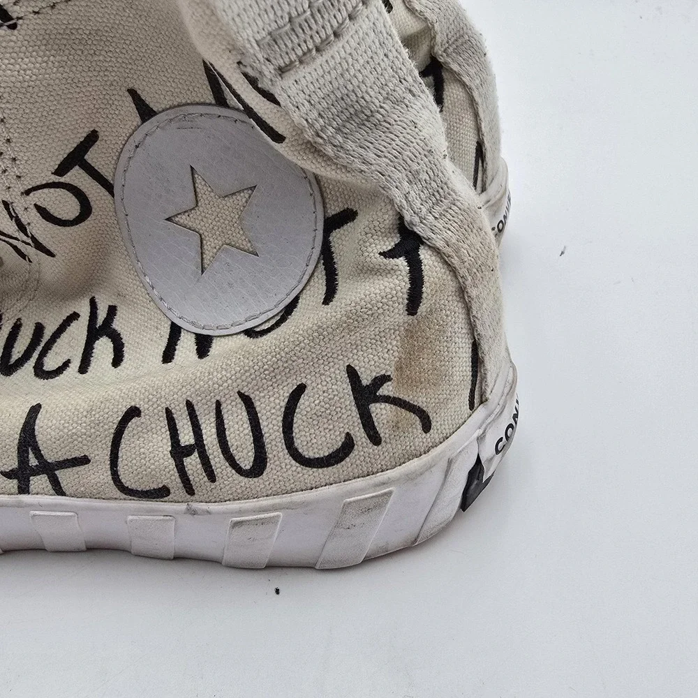 Converse Not A Chuck Shoes‎ Mens Size 8.5 Beige Canvas High Top Sneaker 166503C