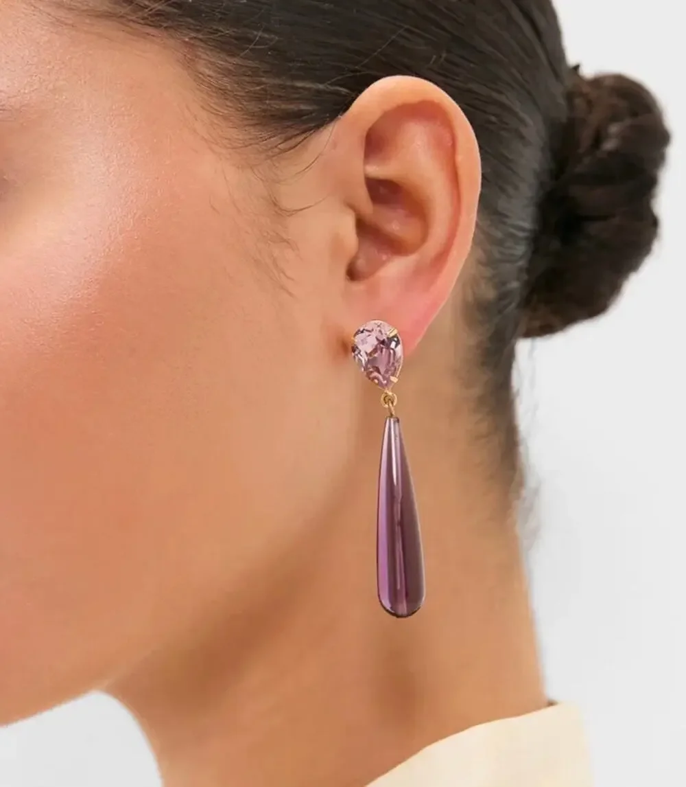 Jennifer Behr Amethyst Caroline Earrings Purple Crystal Stud 18K Gold