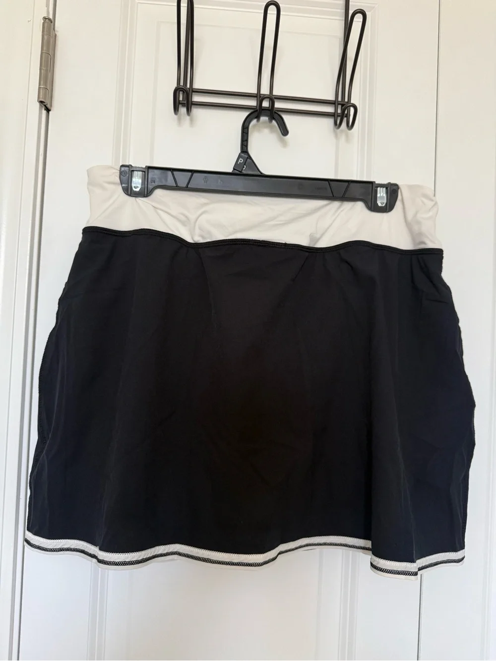 Black and White Athletic Skirt with Contrast Waistband
