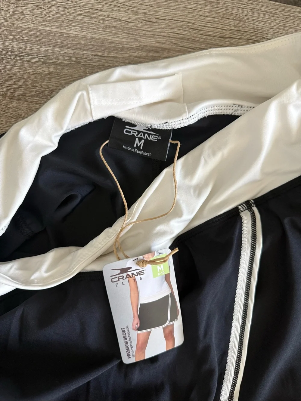 Black and White Athletic Skirt with Contrast Waistband