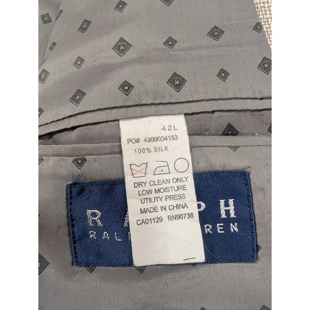 Ralph Lauren Blazer Sport Coat Ivory Burlap 100% Silk Ventless Blazer 42L 44