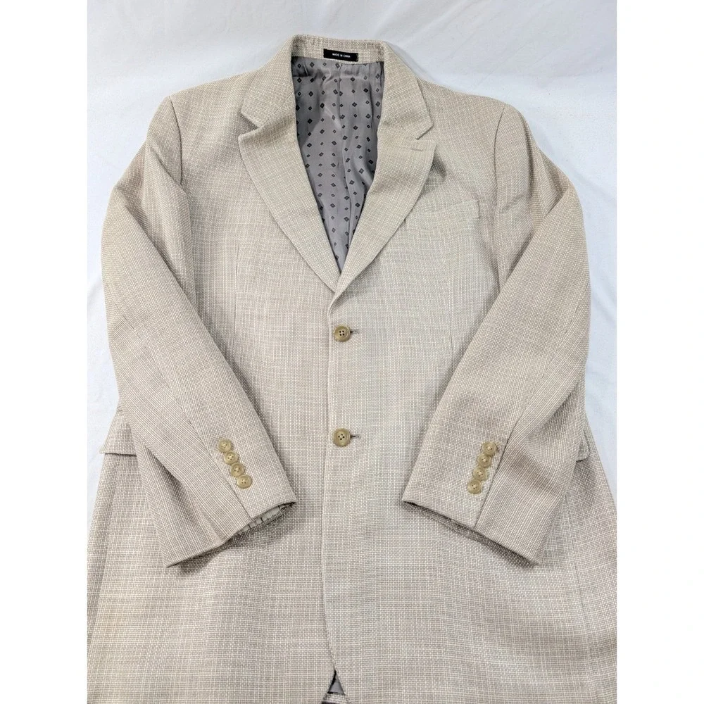 Ralph Lauren Blazer Sport Coat Ivory Burlap 100% Silk Ventless Blazer 42L 44