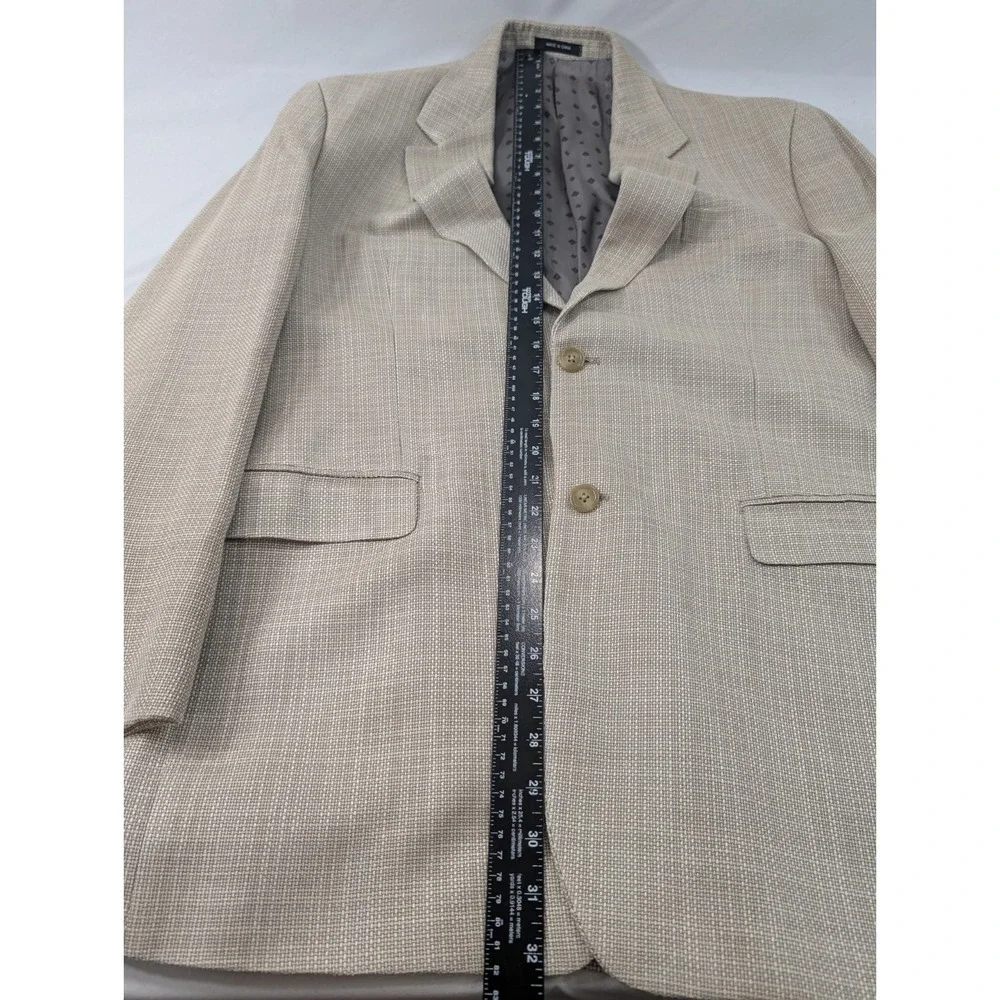 Ralph Lauren Blazer Sport Coat Ivory Burlap 100% Silk Ventless Blazer 42L 44
