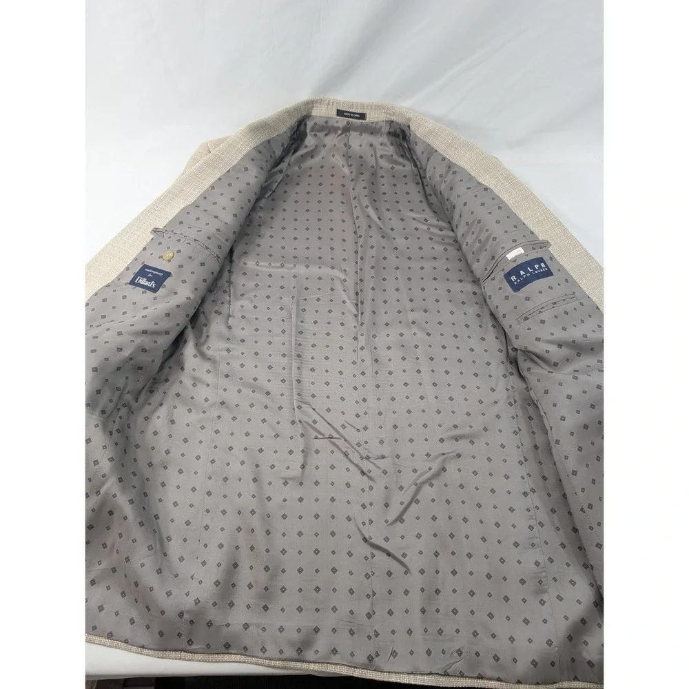 Ralph Lauren Blazer Sport Coat Ivory Burlap 100% Silk Ventless Blazer 42L 44