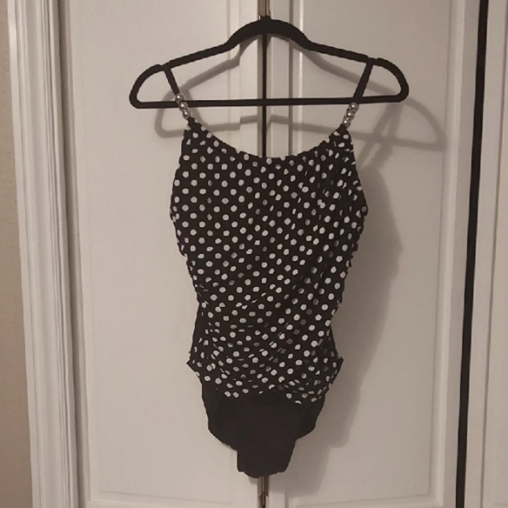 Magic Suit Swimsuit Black And White Polka Dot Size 10