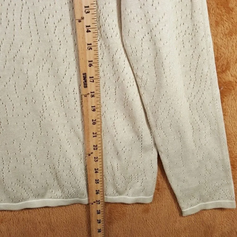 JOHN VARVATOS Mens Sweater Small Tan Pullover Crew CAMDEN Mesh Stitch Sheer $228