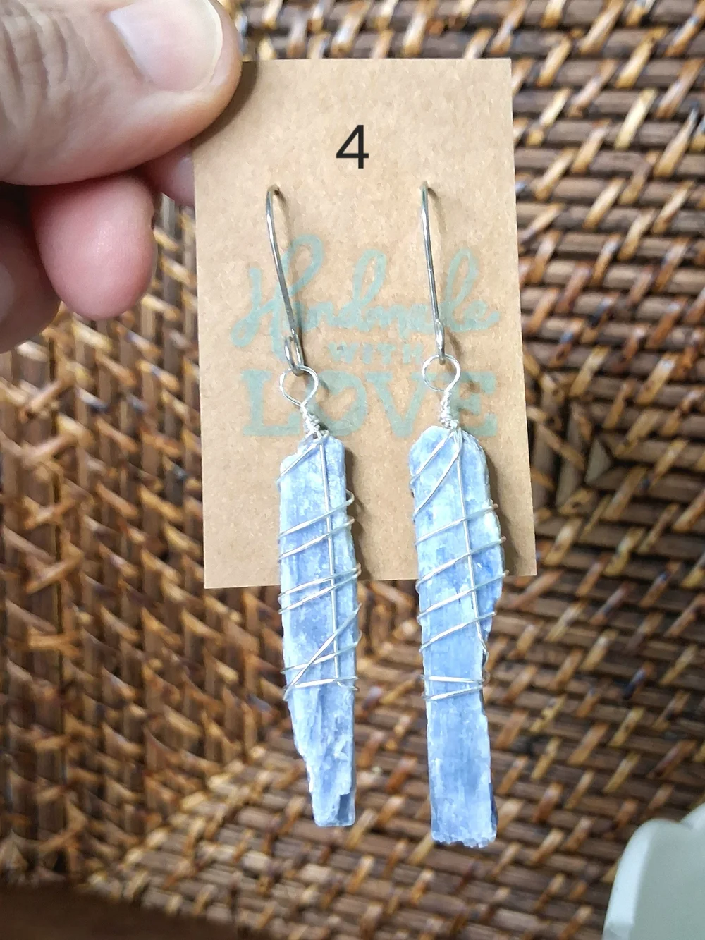 Raw Blue Kyanite Wire-Wrapped Dangle Earrings — Gold or Silver