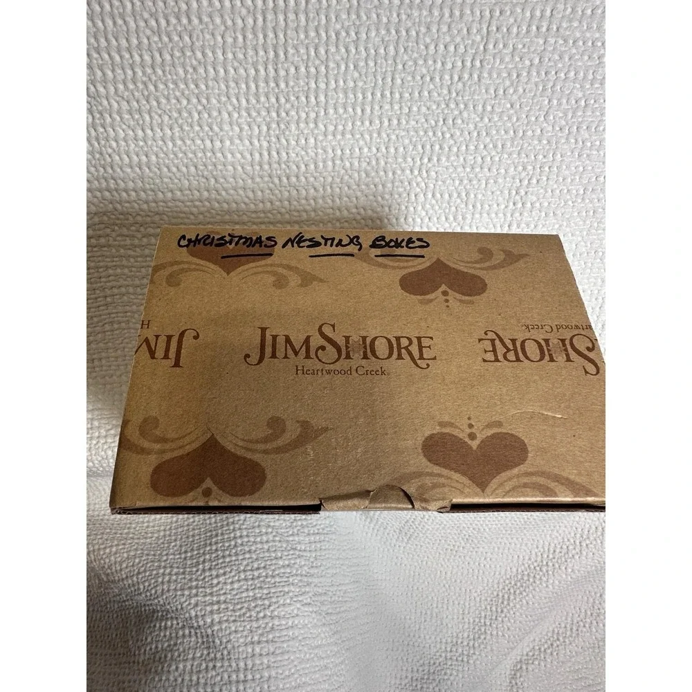 Jim Shore Set of 4 Christmas Nesting Boxes Santa Tree Bear NIB 4017625 Enesco