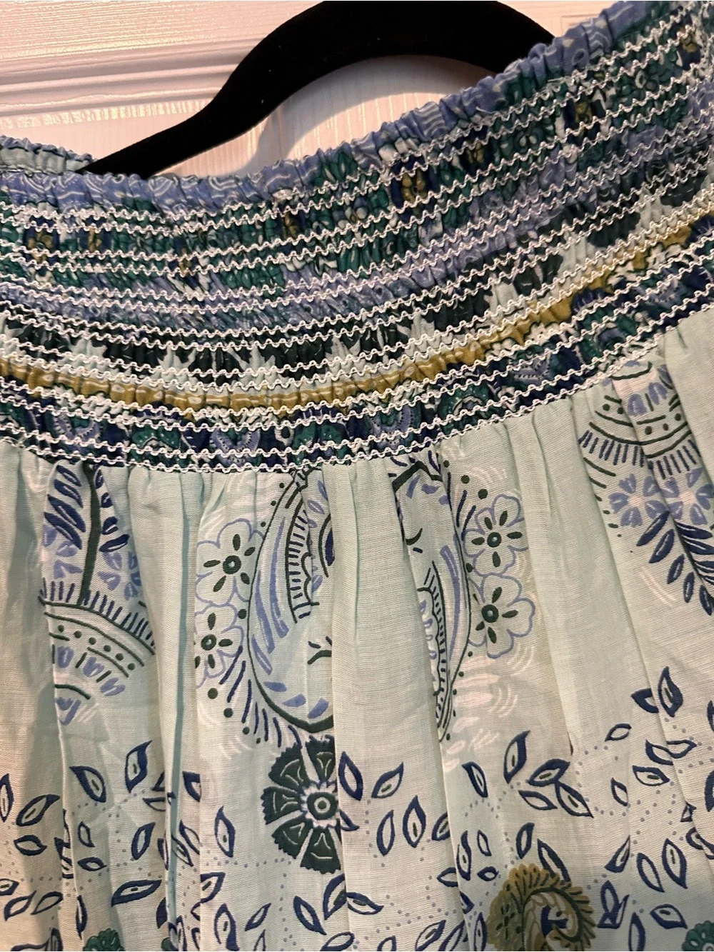 NWT RAGA Light Teal Boho Tiered Maxi Skirt with Floral Print