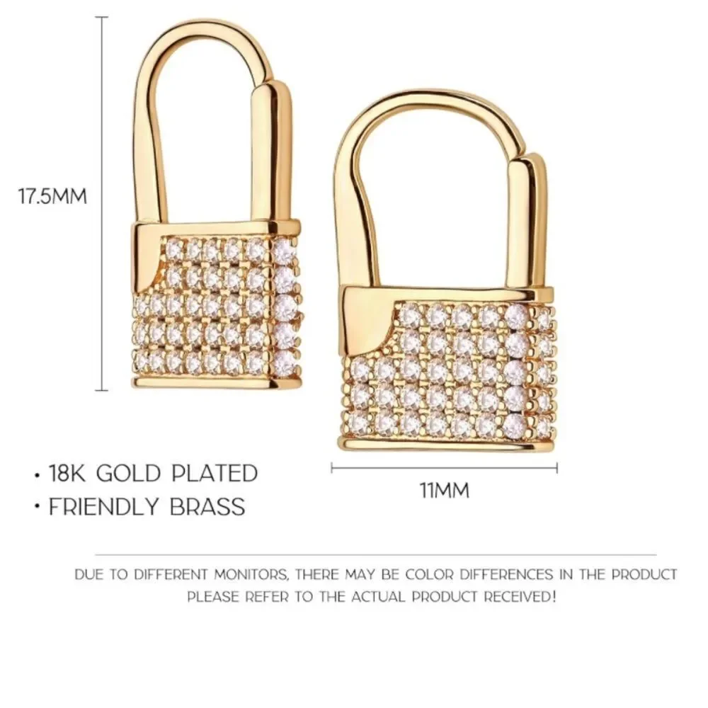 18K Gold Plated Lock Huggie Hoop Earrings