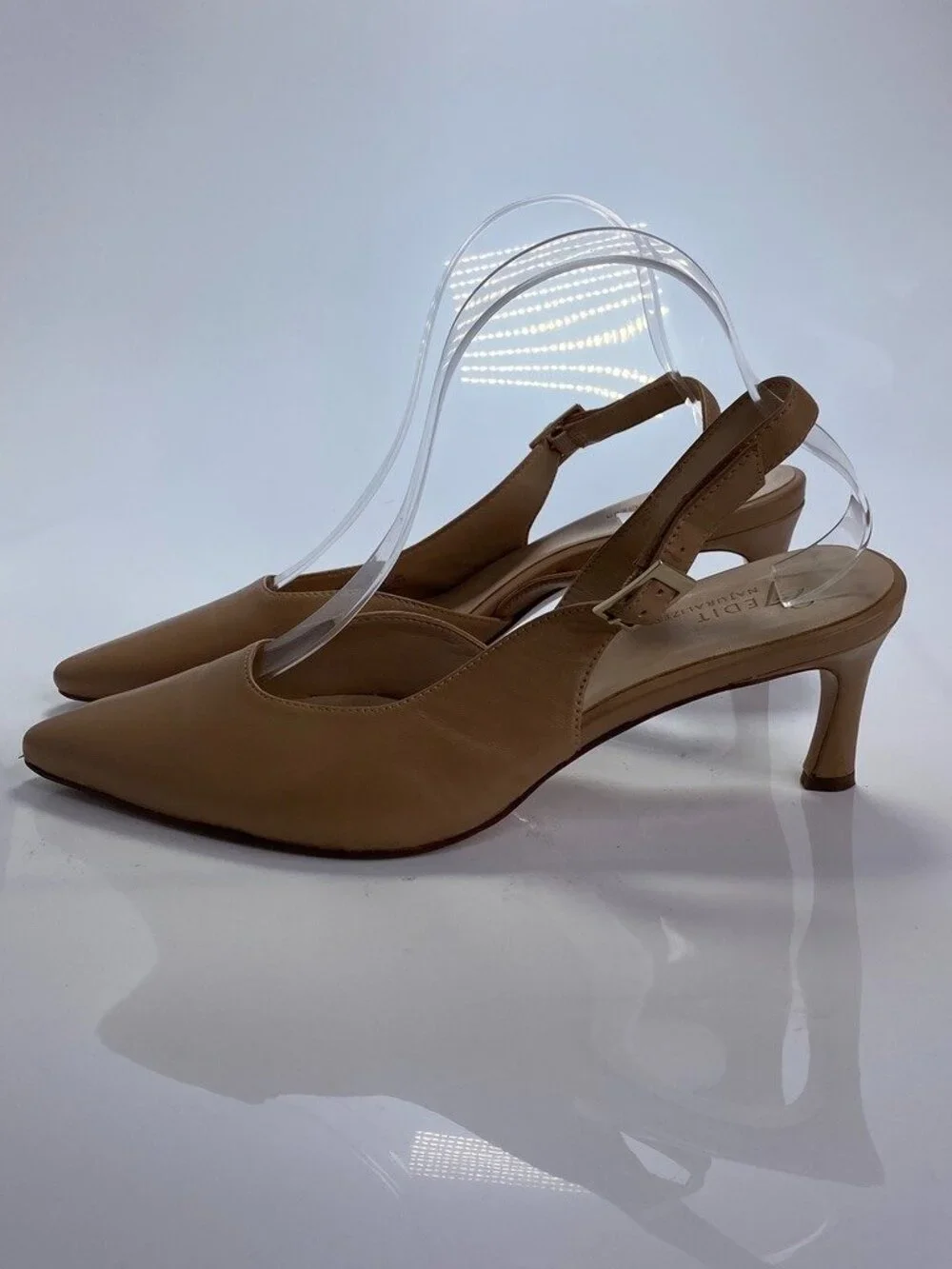Naturalizer 27 Edit Women's Felicia Taupe Leather Pointy Slingback Heel Sz 9.5