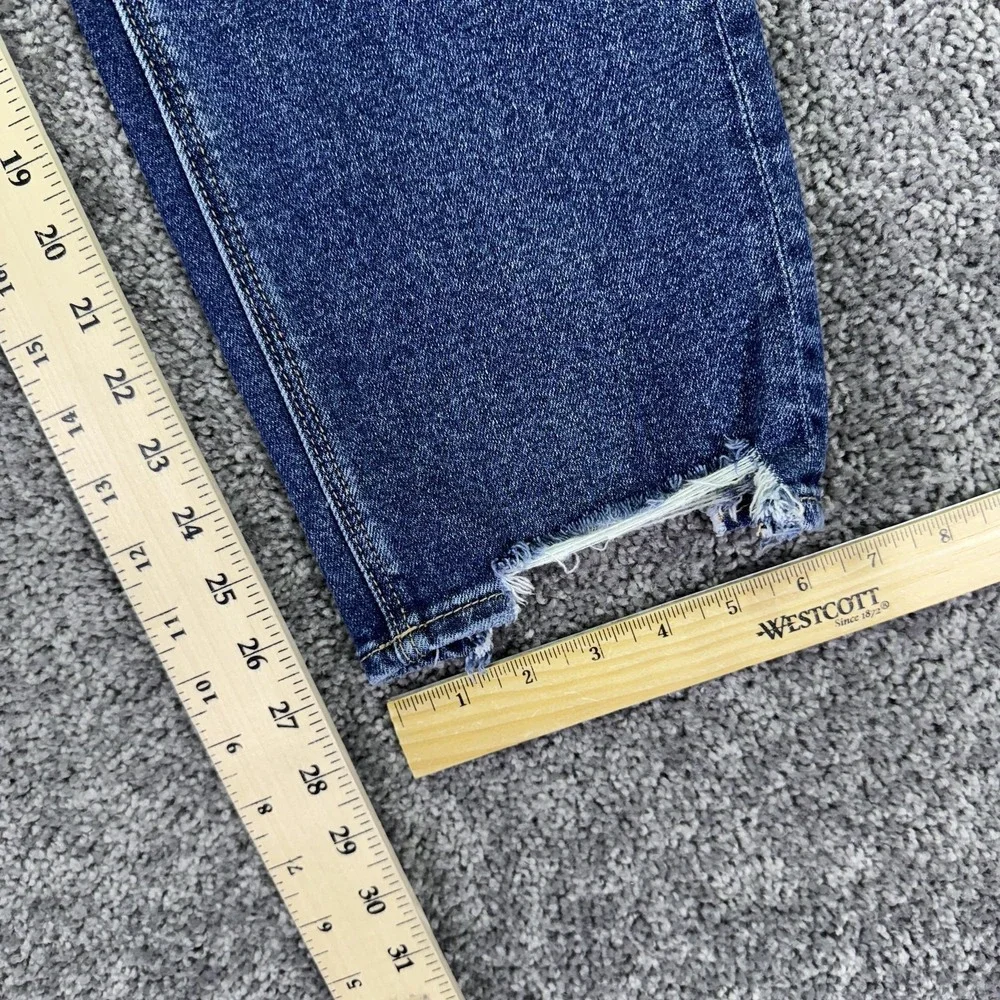 American Eagle Jeans Womens 0 Short Blue Curvy Straight Fringe Denim Casual