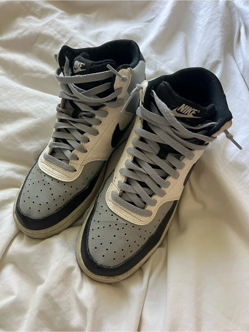 Nike Court Vision Men's Mid-Top Sneakers in Gray/Black/White