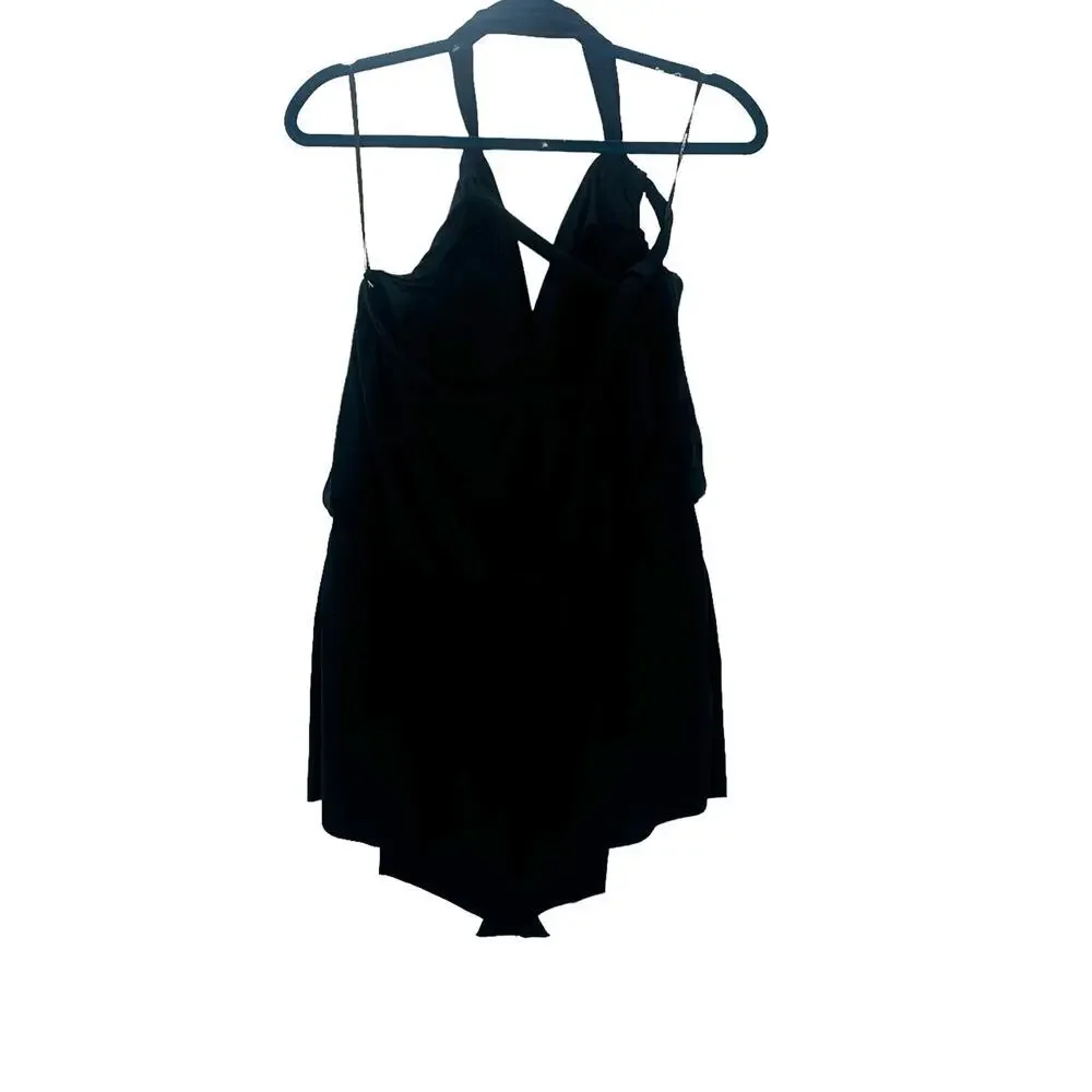 NEW MAGICSUIT Solids Marisa Romper One-piece In Black Swimsuit Size 12 NWOT