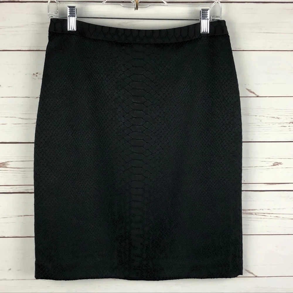 Catherine Malandrino Black Snakeskin print Skirt 6