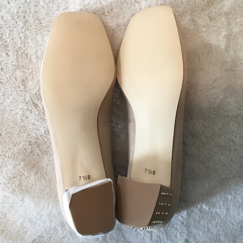 Talbots Nude Beige Suede Block Heel Pumps