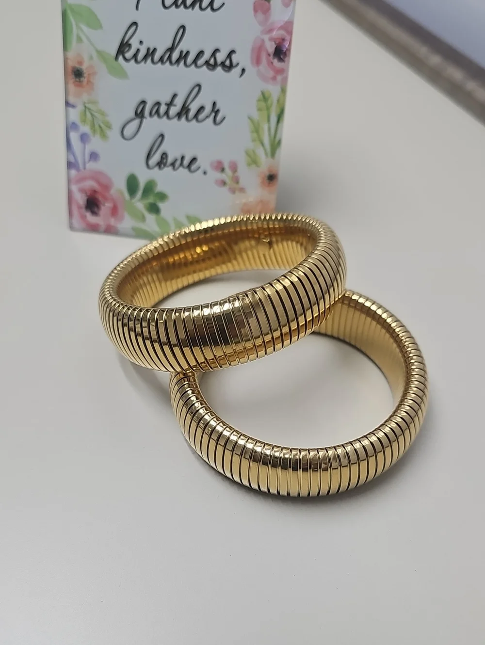 Chunky Wide Gold Plated Womens Bracelet Bangles. Size In Photo