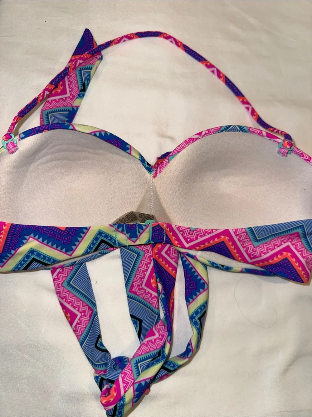 Victoria Secret padded Chevron Print Bandeau Bikini Top - Pink, Blue, Green