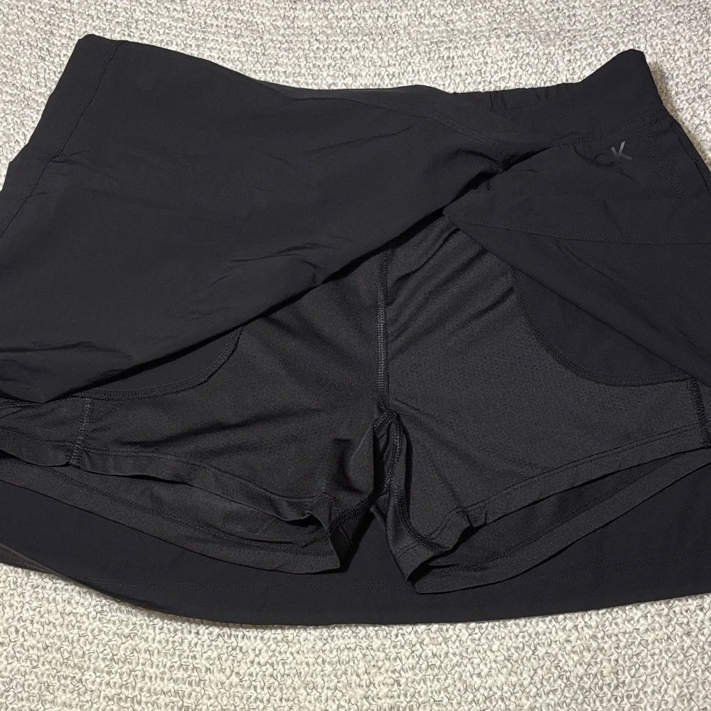 Calvin Klein Black Active A-Line Side Vent Skort with Shorts and Pockets