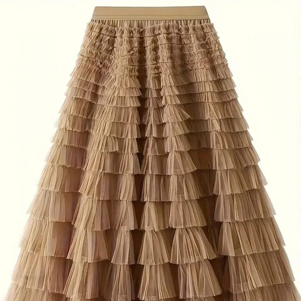 NEW! BOHO Tulle LAYERED MAXI SKIRT SZ L