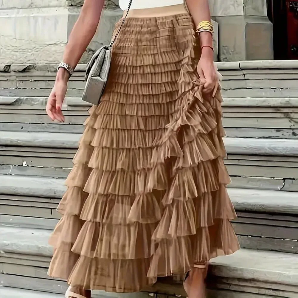 NEW! BOHO Tulle LAYERED MAXI SKIRT SZ L