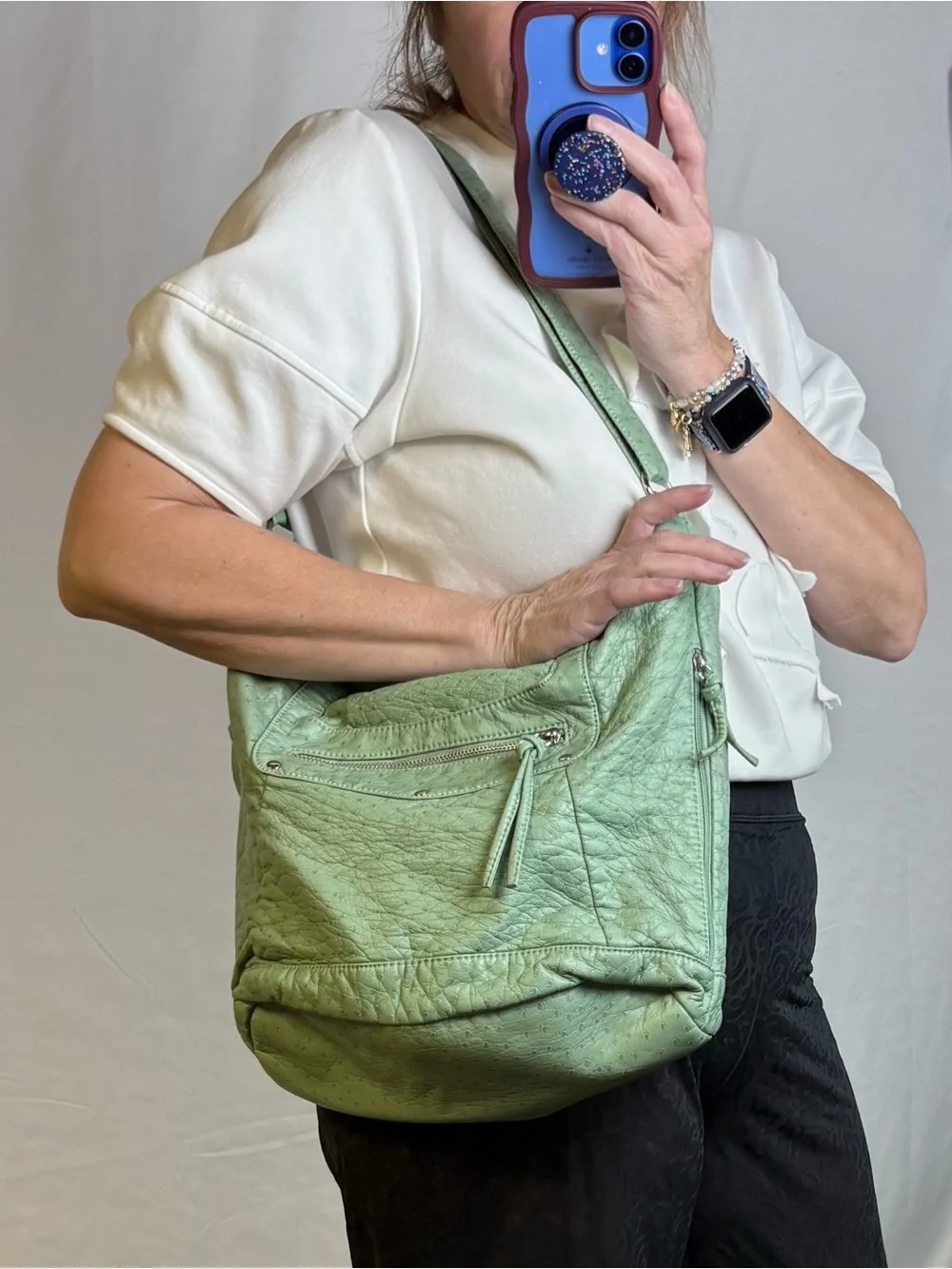 Bueno Mint Green Leather Hobo Shoulder Bag