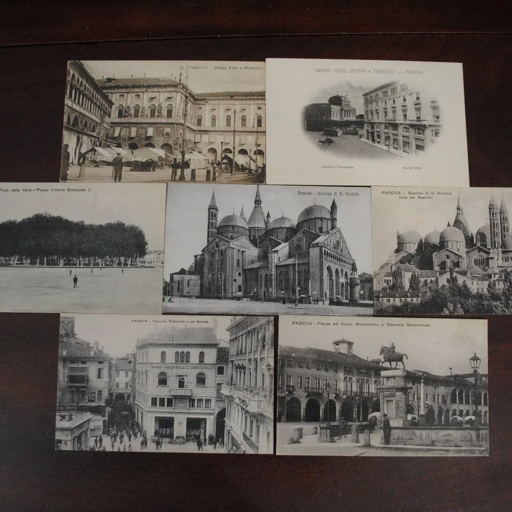 Lot of 7 Antique/Vintage 1910s-1930s Padova, Italy Unused Scenic Postcards Craft