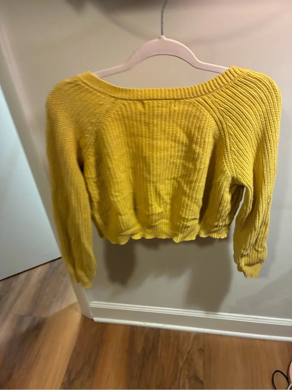Yellow V-Neck Cropped Knit Sweater Forever 21