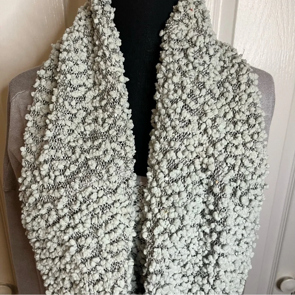 Gaby & Eden RN97427 Gray Ribbed Sweater Sz L Chunky Shawl Collar Y2K Boho Artsy