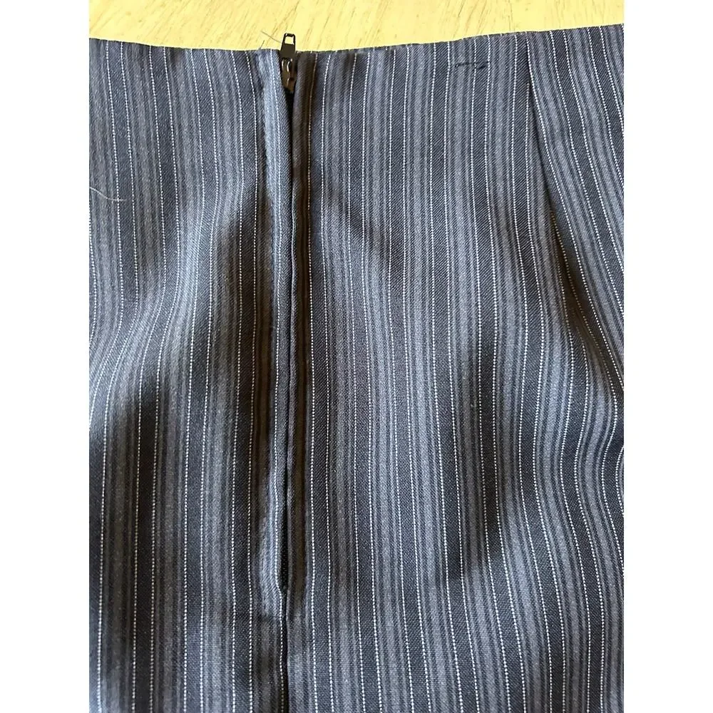 Y2K Striped Mini Skirt CLE Paris Small Gray Pin Stripes Office Corporate College