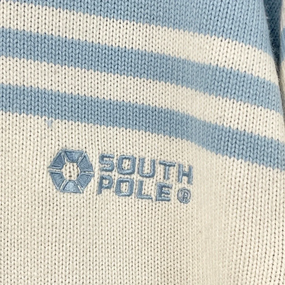 Y2K Southpole Sweater Mens XL Striped Mock Neck Street Skater Hip Hop McBling
