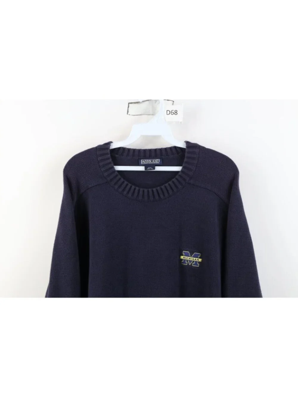 Vtg 90s Lands End Mens 2XL Sun Faded University of Michigan Knit Sweater Japan
