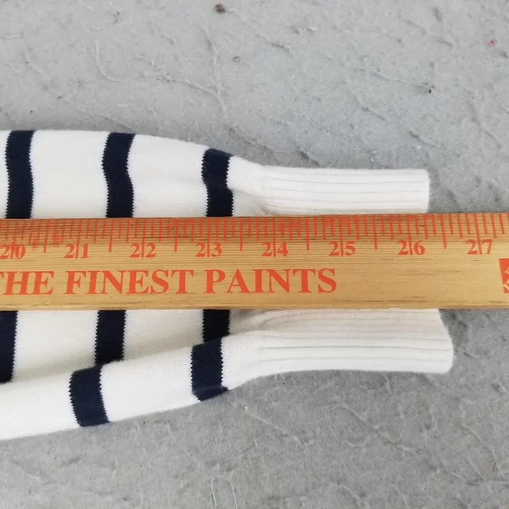 Tommy Hilfiger Sweater Mens Large White Navy‎ Red Striped Crewneck Cotton Knit