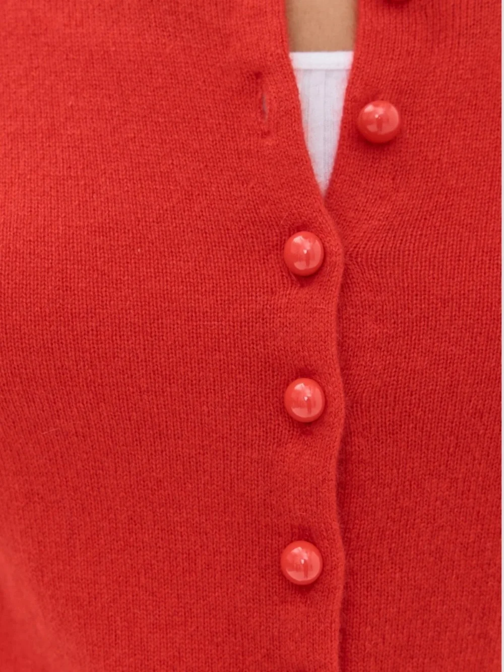 Reformation Caspia Cashmere Wool Button Cropped Cardigan Sweater Top Paprika Red