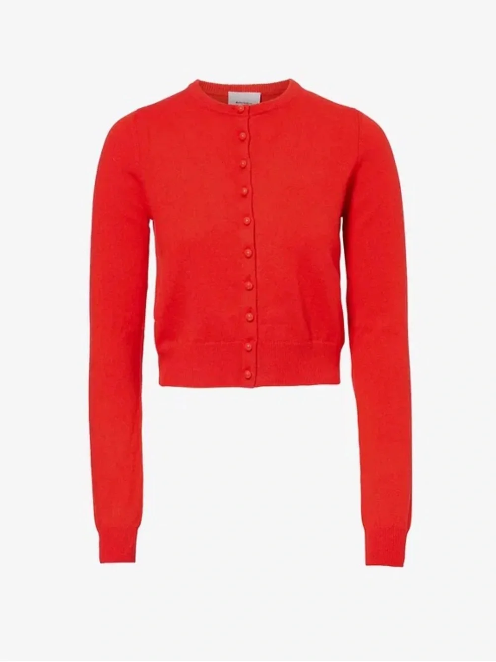 Reformation Caspia Cashmere Wool Button Cropped Cardigan Sweater Top Paprika Red