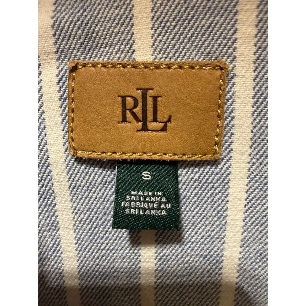 Lauren Ralph Lauren Denim Railroad Stripe Trucker Jacket Size S