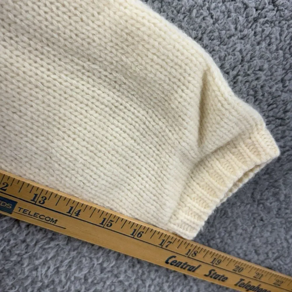 Direct Images Sweater Mens L‎ Beige Cream Lambs Wool Pullover Long Sleeve Knit