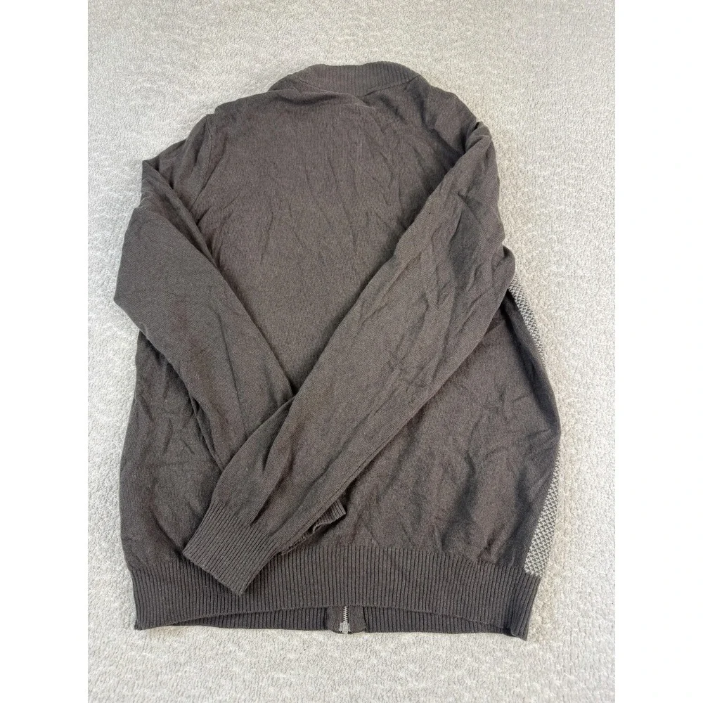 United Colors of Benetton Sweater Mens Large Brown Gray Full Zip Wool‎ Blend