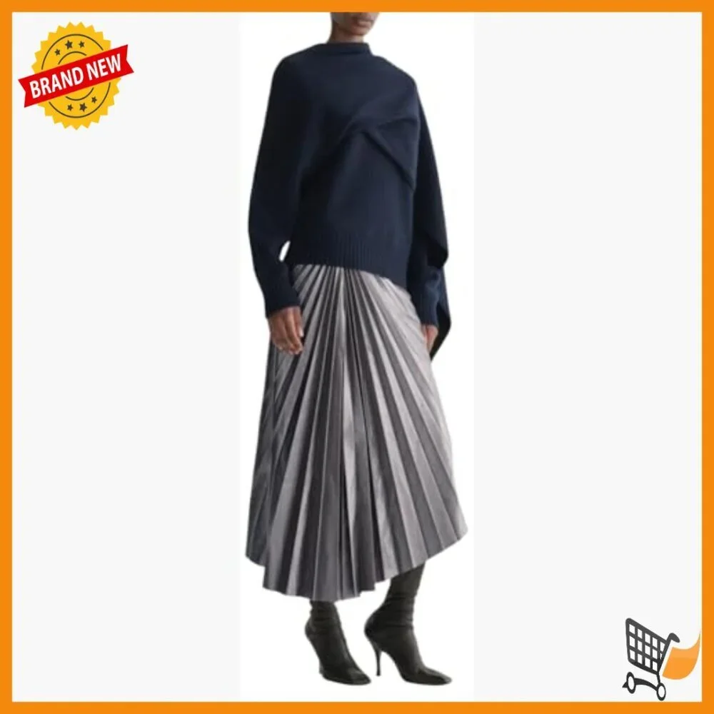 Wool Pullover Sweater with Scarf Detail Long Sleeve Layering Essential