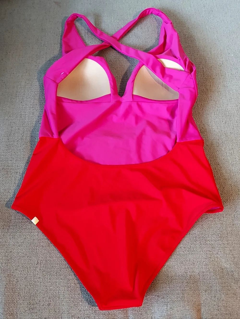 summersalt Deep Dive Colorblock Two-Tone  Cross-Back One-Piece Swimsuit Sz-14